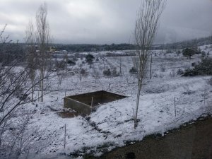 Derbent'e kar yağdı