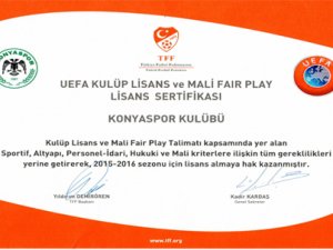 Konyaspor  UEFA belgesine kavuştu
