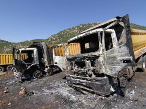 PKK Siirt'te kamyonları yaktı