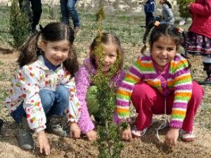 Cihanbeyli'de anaokulu öğrencileri fidan dikti