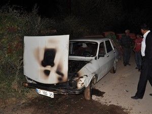Hareket halindeki otomobilde yangın çıktı