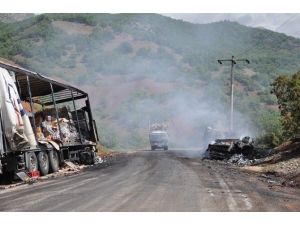 Pkk’lıların Araç Yaktığı Tunceli-erzincan Karayolu Ulaşıma Açıldı