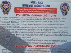 Kulu'da Emniyetten afişli uyarı