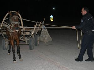 Hırsızlar at arabasını bırakıp kaçtılar