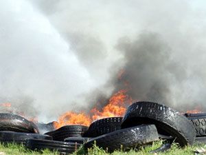 Orman yakınında lastikleri ateşe verdiler