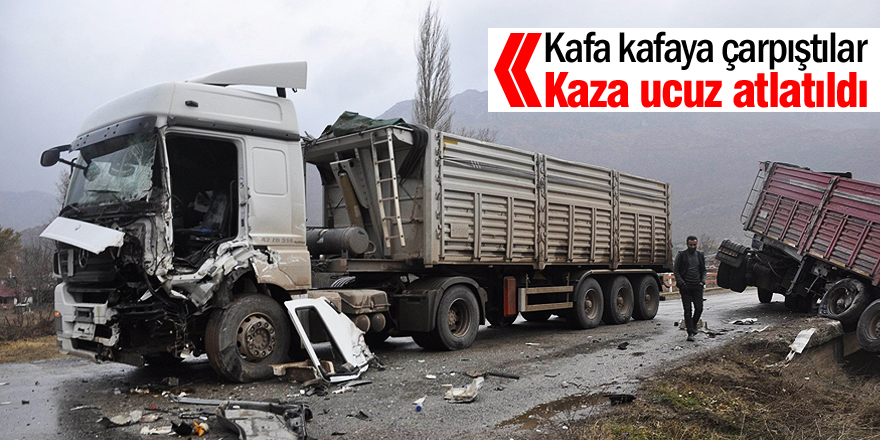 Konya’da iki TIR’ın çarpıştığı kaza ucuz atlatıldı