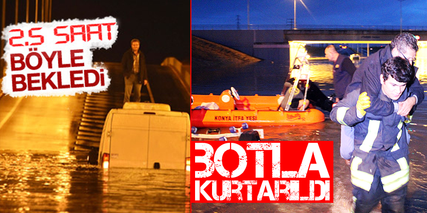 Suyla dolan alt geçitte mahsur kaldı