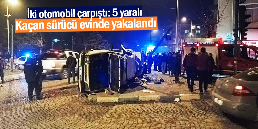 Konya'da iki otomobil çarpıştı: 5 yaralı