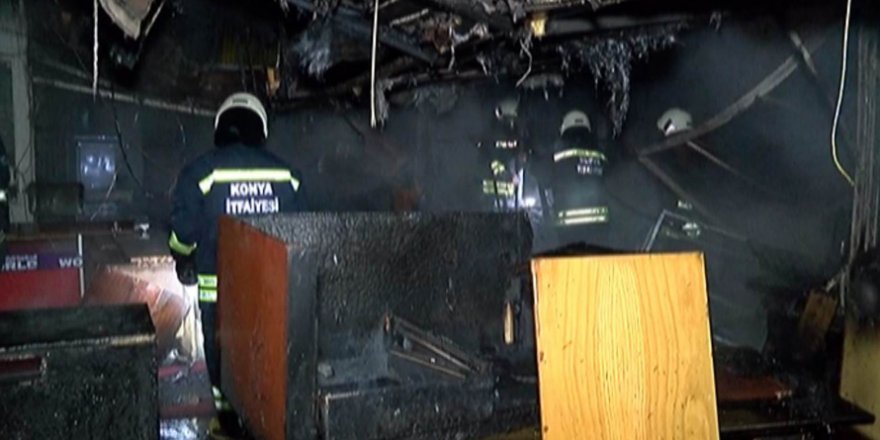 Konya’da spotçular çarşısında yangın
