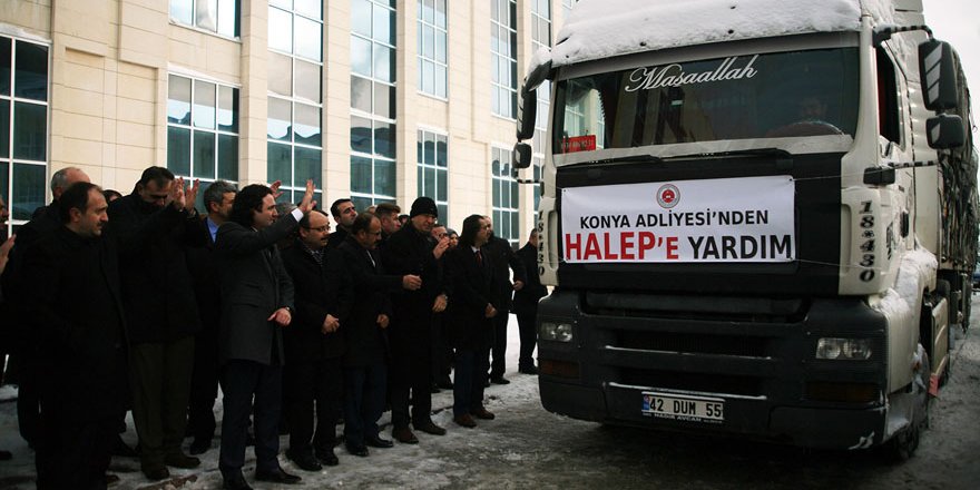 Konya'da adliye çalışanlarından Haleplilere yardım