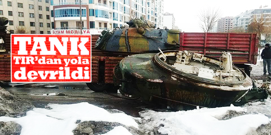Yola devrilmiş tank şaşırttı