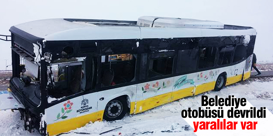 Belediye otobüsü devrildi yaralılar var