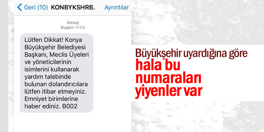 Büyükşehir Belediyesi'nden dolandırıcılık uyarısı