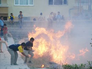 Ot yangını evleri de tehdit ediyor