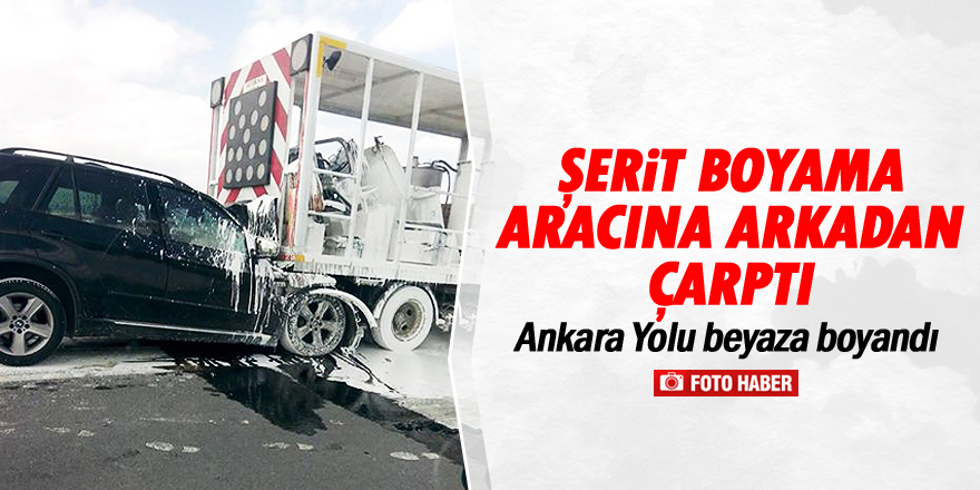 Duran araca çarpttı ortalık boyaya büründü