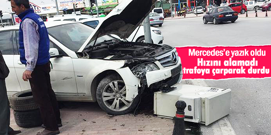 Hızını alamadı trafoya çarparak durdu