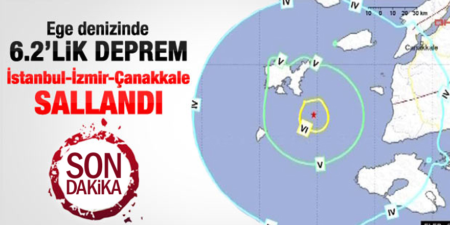 Ege denizinde 6.2'lik deprem