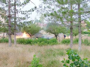 Kulu’da okulun bahçesinde yangın