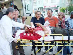 İş makinesi çarptı ağır yaralandı 