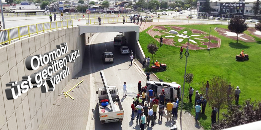 Konya’da otomobil üst geçitten uçtu: 1 yaralı