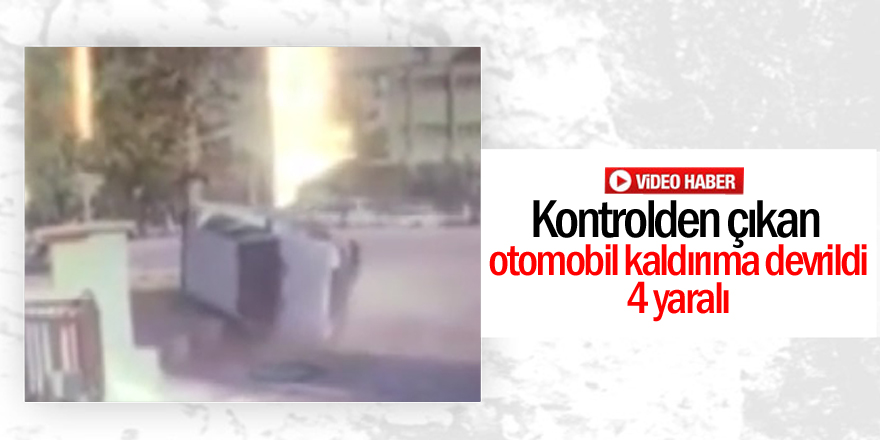 Kontrolden çıkan otomobil kaldırıma devrildi: 4 yaralı