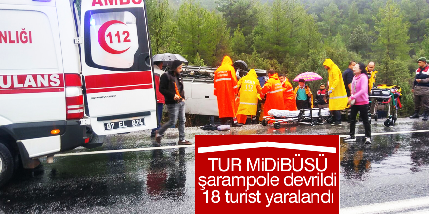 Tur otobüsü devrildi: 15 yaralı