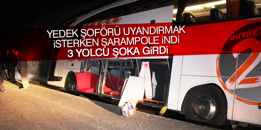 Yolcu otobüsü şarampole indi, 3 yolcu şoka girdi