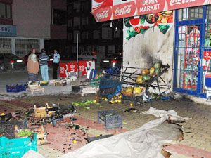 Market önünde çıkan yangın korkuttu