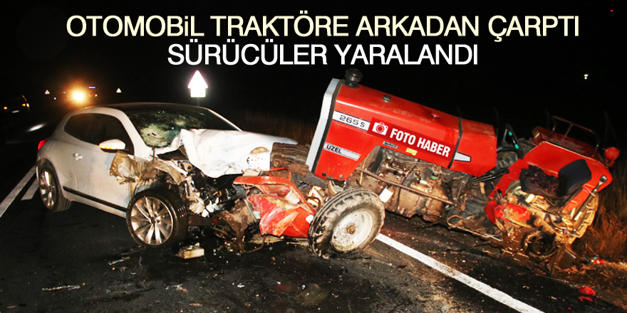 Konya'da otomobil traktörle çarpıştı: 2 yaralı
