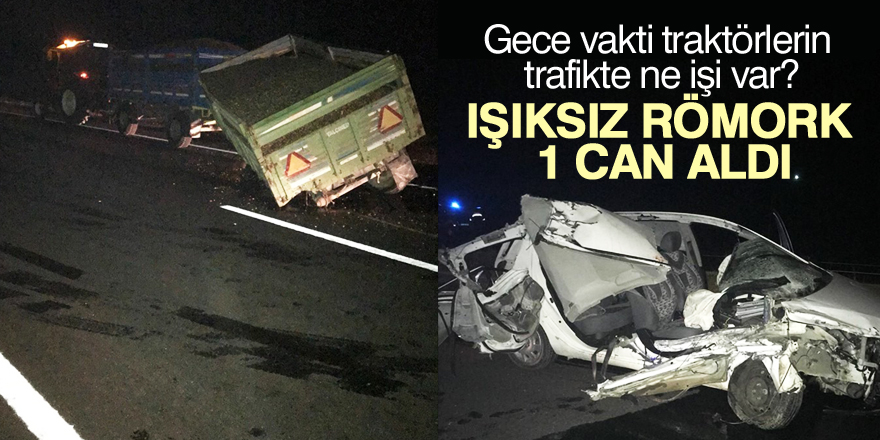 Konya’da otomobil traktör römorkuna çarptı: 1 ölü, 2 yaralı