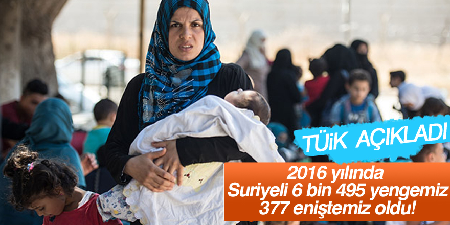 2016 yılında Suriyeli 6 bin 495 yengemiz, 377 eniştemiz oldu!