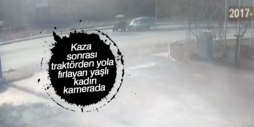 Traktör ile hafif ticari aracın kazası kamerada