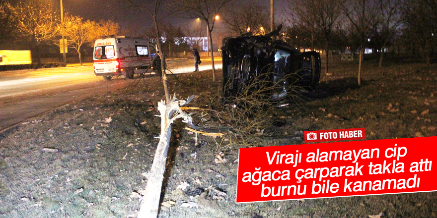 Takla atan araçtan burnu bile kanamadan çıktı