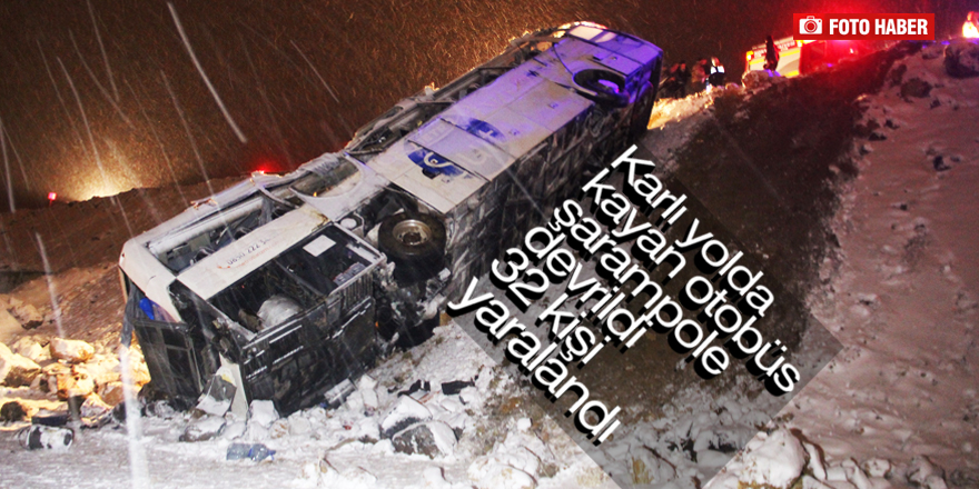 Yolcu otobüsü devrildi: 32 yaralı