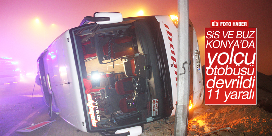 Konya’da yolcu otobüsü devrildi: 11 yaralı