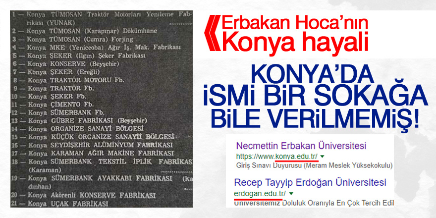 Erbakan ismi bir sokağa bile verilmemiş!