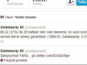 Galatasaray'dan şampiyonluk Tweet'i
