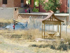 Çocuk parkındaki kamelyayı yaktılar