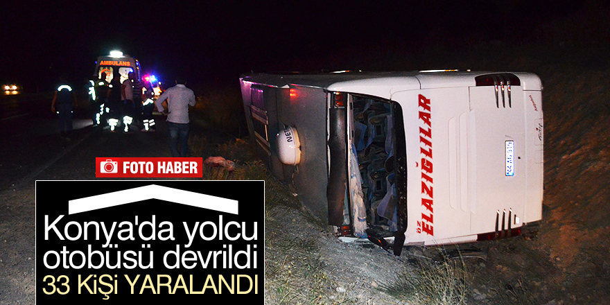 Konya'da yolcu otobüsü devrildi
