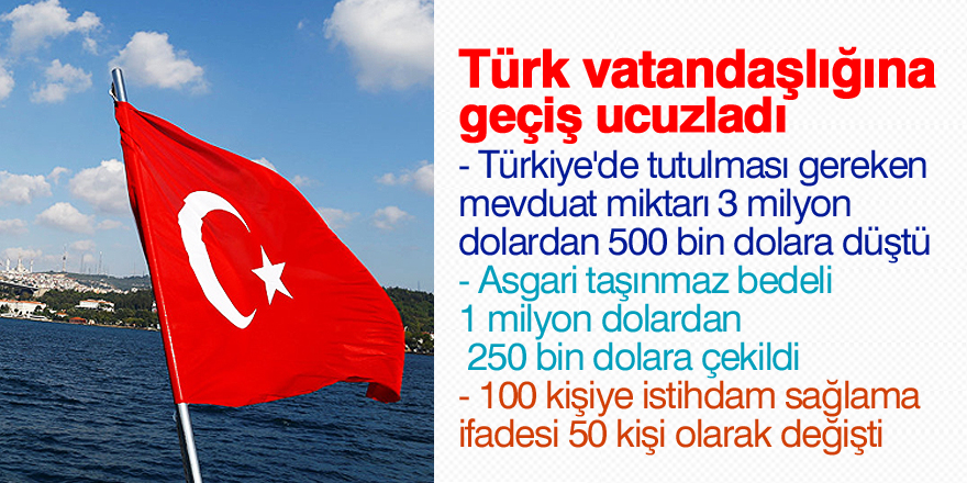 Türk vatandaşlığına geçiş ucuzladı