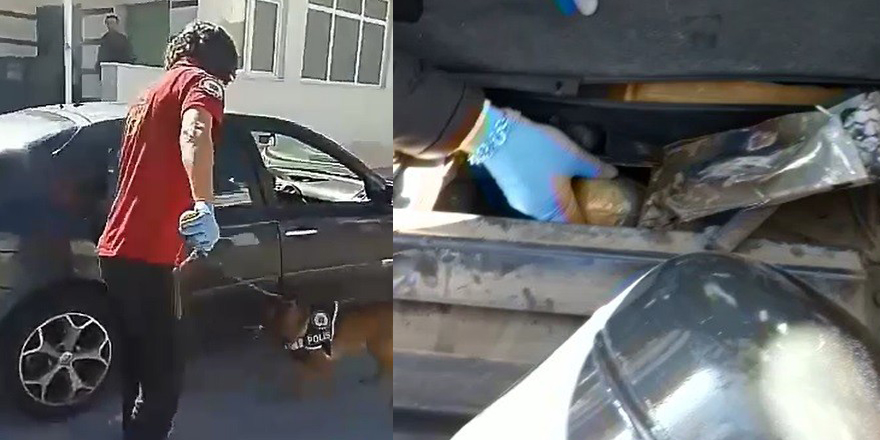 Otomobilin gizli bölmelerindeki 11 kilo eroin çıktı