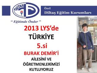 LYS'de Türkiye 5.'si Diltaş’tan