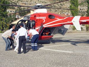 Ermenek'te ambulans helikopterle hasta sevki