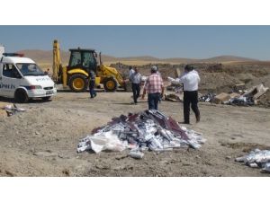 Kırşehir’de 750 Bin Paket Gümrük Kaçağı Sigara Yakılarak İmha Edildi