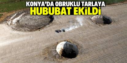 Konya'daki bu tarlada 8 obruk var! Sahibi hububat ekimi yaptı