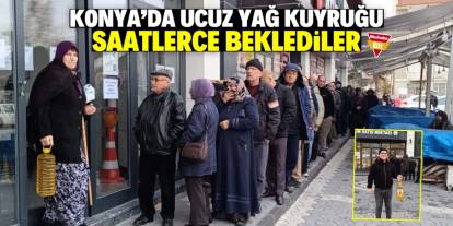 Konya'da ucuz yağ kuyruğu! Saatlerce beklediler