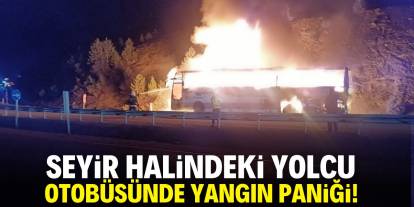 Konya'da seyir halindeki yolcu otobüsü cayır cayır yandı