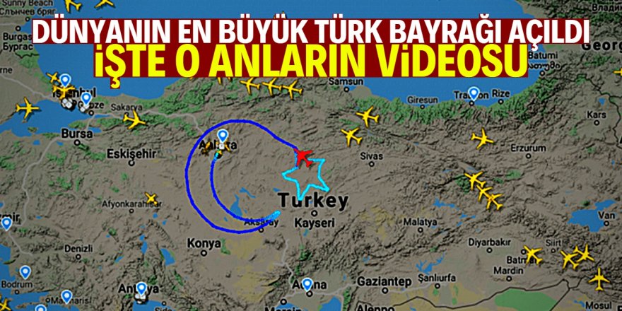 THY dünyanın en büyük Türk bayrağını gökyüzünde açtı