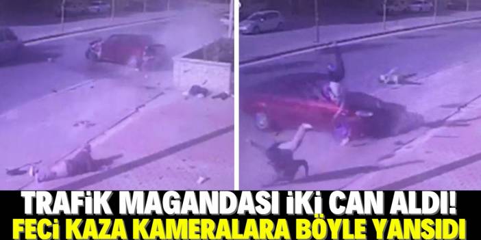 Konya'da baba ve oğlunun öldüğü kaza kameralara böyle yansıdı